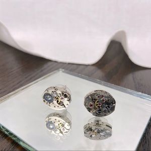 Handcrafted Steam Punk Stud Earrings Vintage Watch Parts